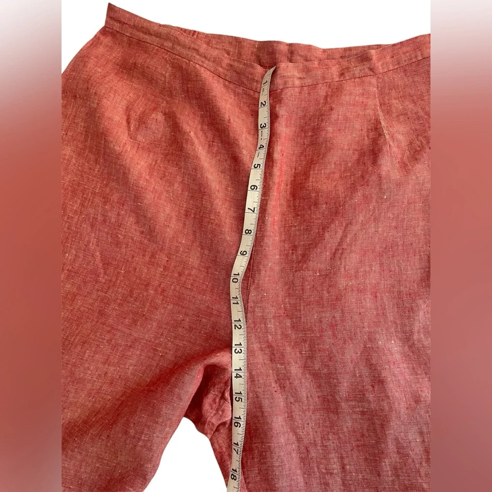 100%‎ Linen Cropped Pants Coral Women’s 1X Plus Size Janine Dray